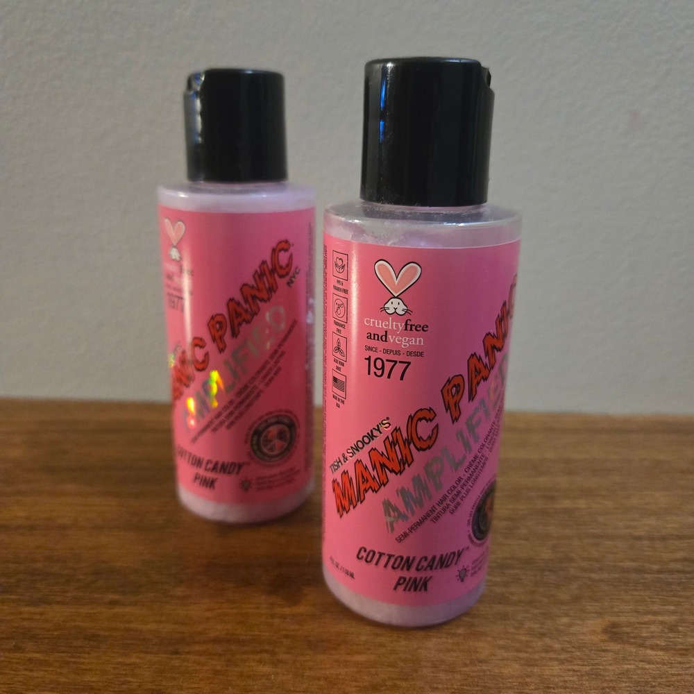 Manic Panic Amplified Cotton Candy Pink Hair Dye 4oz 2 Pack UV Glow Vegan